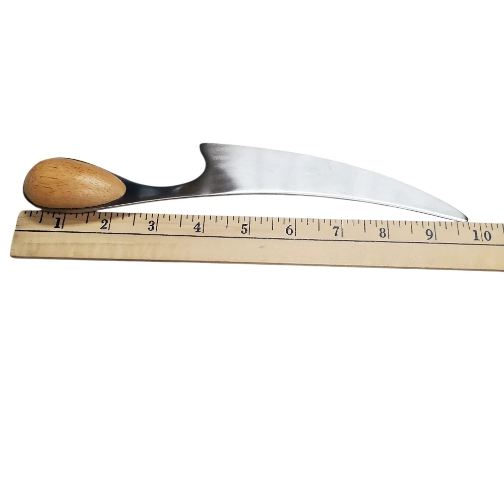 MCM Stainless Steel Cheese Knife with Wooden Teardrop Handle